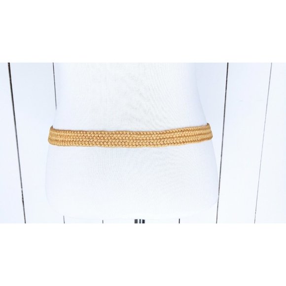 Vintage tan light brown elastic stretch chord leather belt - Picture 5 of 6